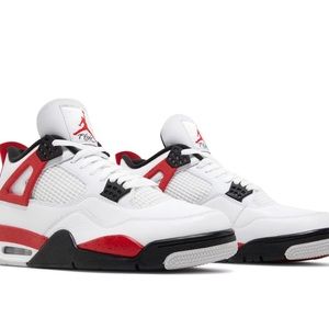 Nike Air Jordan Retro 4 GS White Fire Red Black Size 5.5Y
